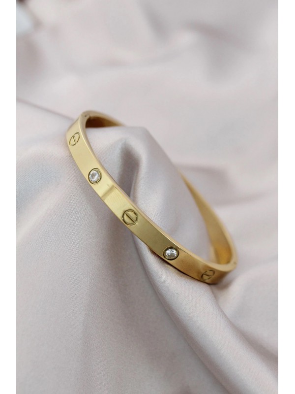 Çelik Bileklik Taşlı 316L Gold Renk Zirkon&hellip;