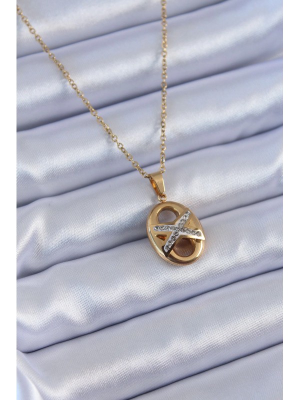 Çelik Kadın Kolye Taşlı 316L Gold Renk Zirkon… Çelik Kadın Kolye Taşlı 316L Gold Renk Zirkon…