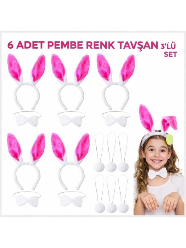 Şeker Pembesi Tavşan Sahne Seti 6 39 Lı Set Taç Papyon&hellip;