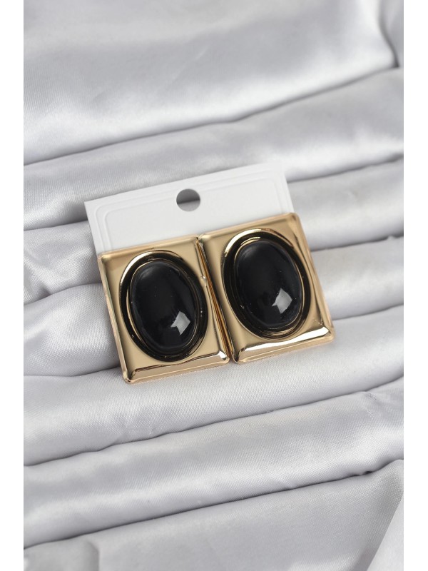 Kadın Küpe Vintage Siyah Kare Gold Renk… Kadın Küpe Vintage Siyah Kare Gold Renk…
