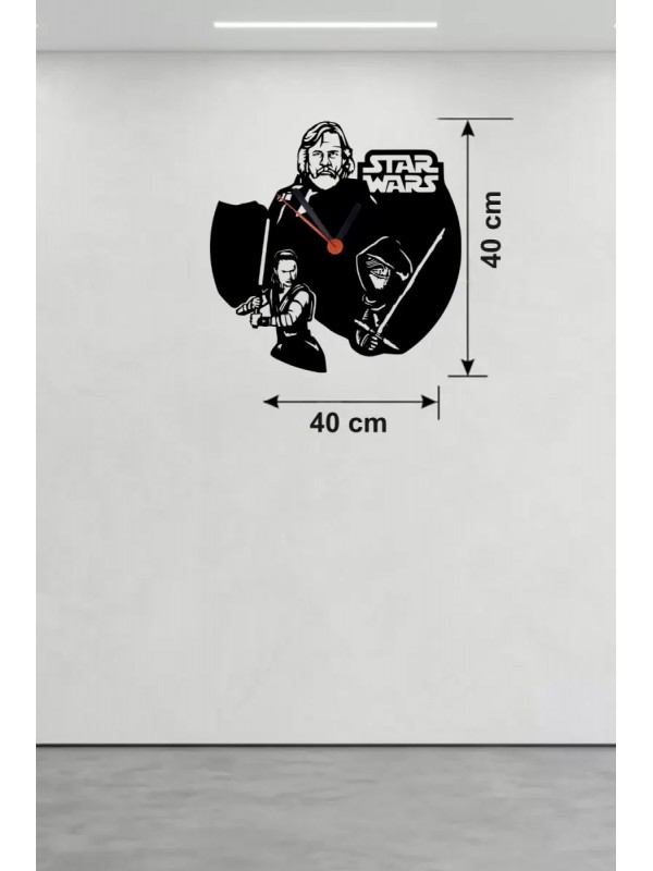 Star Wars Temalı Ahşap Duvar Saati - 40x40 Lazer Kesim&hellip;