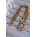 Çelik Kolye Taşlı Kalp Zincir 316L Gold Renk Zirkon