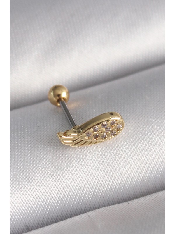 Çelik Taşlı 316L Gold Renk Zirkon Kanat Tragus Piercing&hellip;