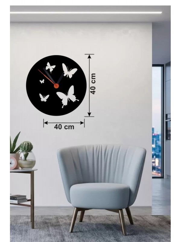 Uçuşan Kelebekler Tasarım Ahşap Duvar Saati - 40x40… Uçuşan Kelebekler Tasarım Ahşap Duvar Saati - 40x40…