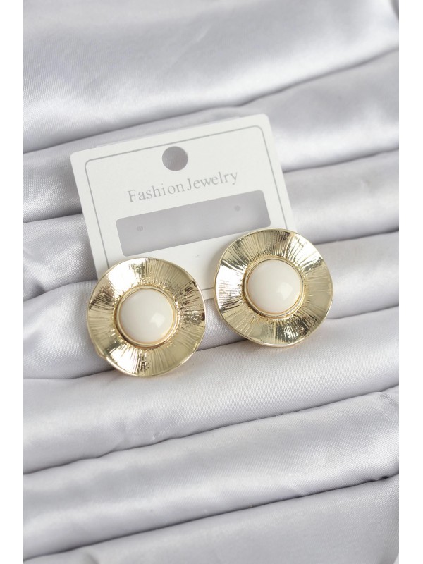 Kadın Küpe Vintage Beyaz Gold Renk Pirinç&hellip;