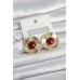 Kadın Küpe Vintage Bordo Gold Renk Pirinç