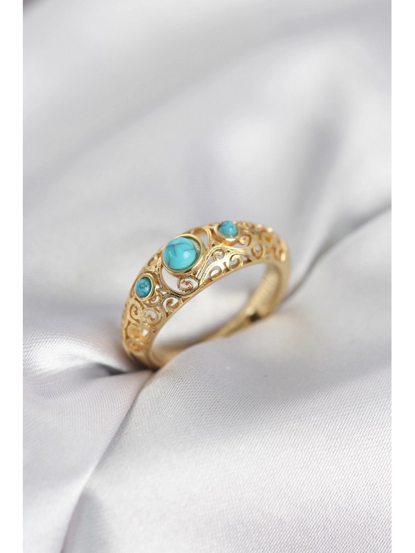 Kadın Yüzük Vintage Taşlı Mavi Gold Renk&hellip;