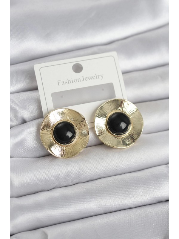 Kadın Küpe Vintage Siyah Gold Renk Pirinç&hellip;