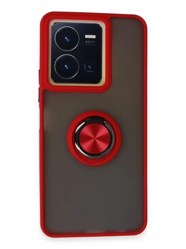 Yüzüklü Vivo Y36 Kılıf Montreal Silikon Kapak - Kırmızı&hellip;