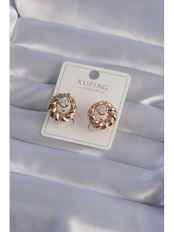 Küpe Taşlı Burgu XUPİNG Rose Renk Oval Zirkon&hellip;