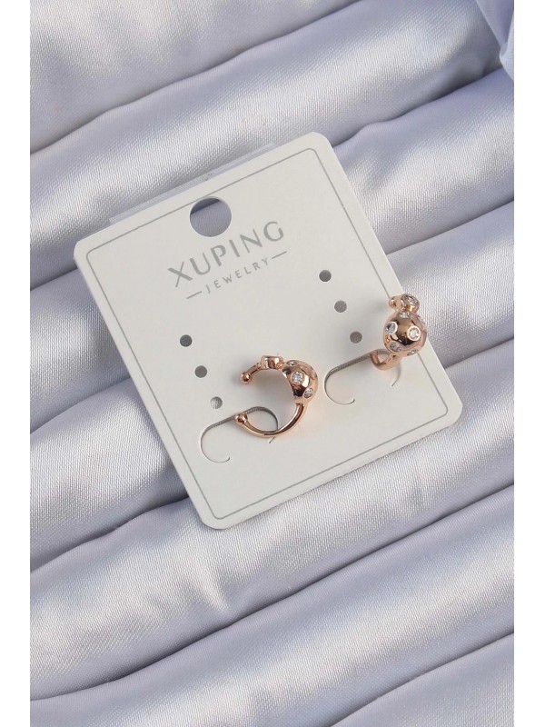 Küpe Taşlı Xuping Rose Renk Zirkon Bombeli Topçuk&hellip;