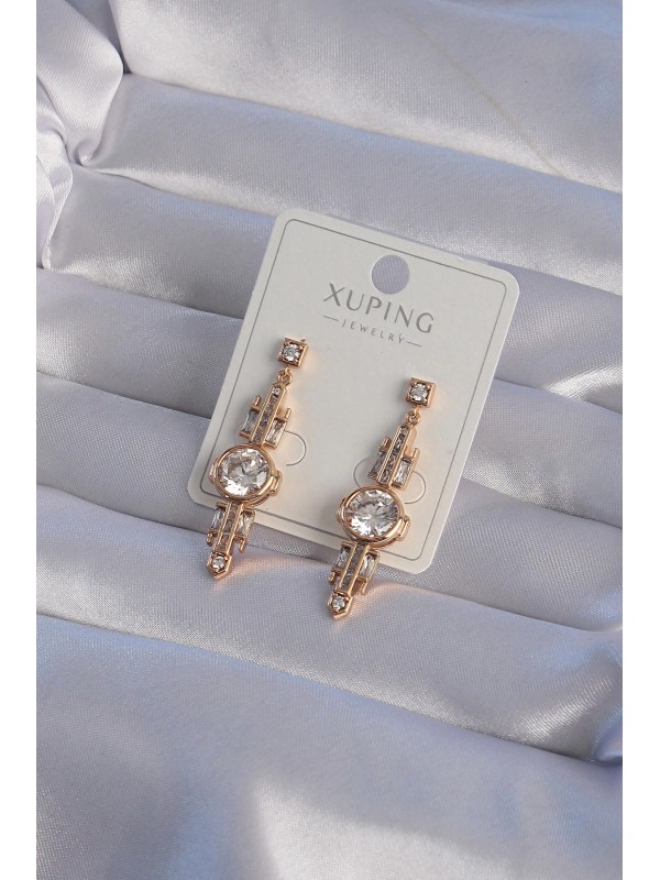 Küpe Taşlı XUPİNG Rose Renk Zirkon Geometrik Sallantılı&hellip;