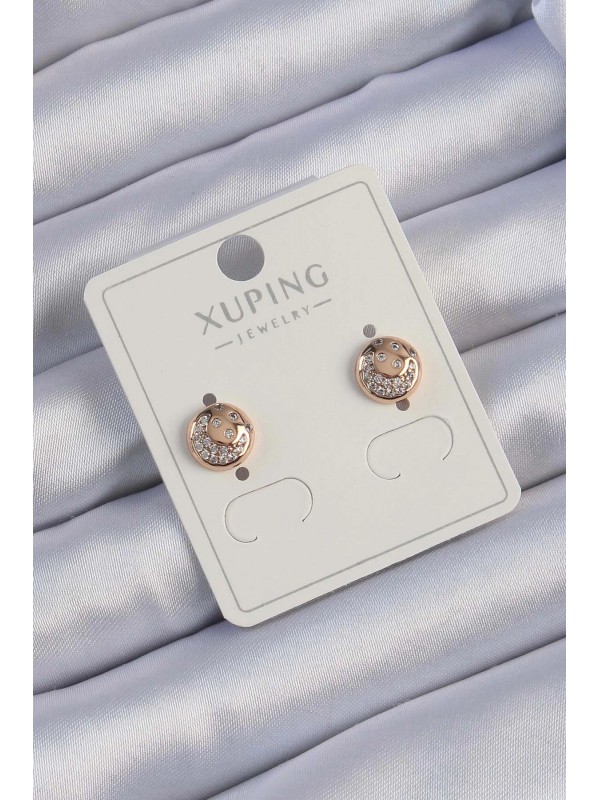 Küpe Taşlı Xuping Rose Renk Zirkon Yansımalı Oval&hellip;