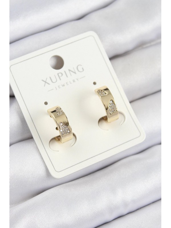 Kadın Küpe Taşlı Xuping Zirkon Desenli Halka Gold Renk&hellip;