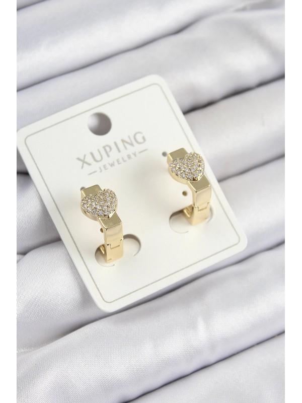 Kadın Küpe Taşlı Kalp Xuping Zirkon Gold Renk