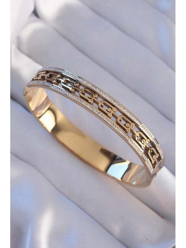 Çelik Taşlı 316L Gold Renk Zirkon Kelepçe&hellip;