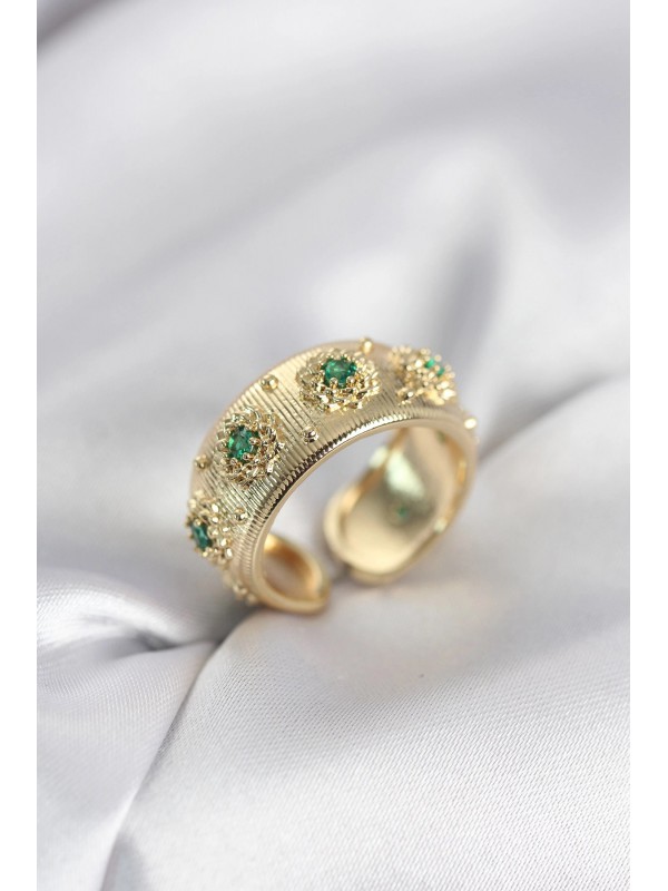 Kadın Yüzük Taşlı Vintage Yeşil Zirkon Gold Renk… Kadın Yüzük Taşlı Vintage Yeşil Zirkon Gold Renk…