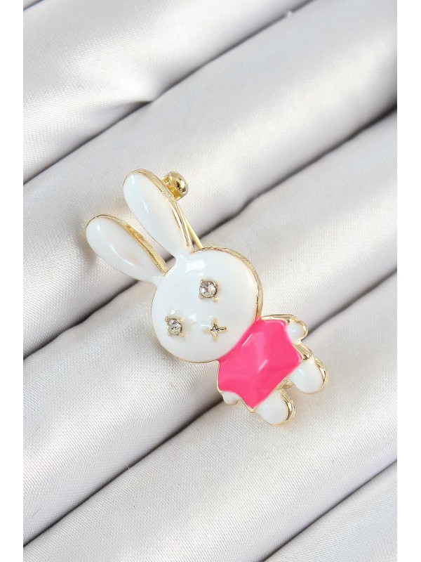 Kadın Taş Zirkon Detaylı Beyaz Ve Pembe 3D Tavşan… Kadın Taş Zirkon Detaylı Beyaz Ve Pembe 3D Tavşan…