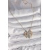 Çelik Kadın Kolye Taşlı Vintage 316L Gold Renk Zirkon