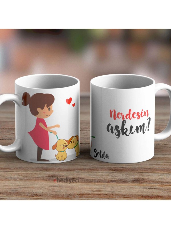 Özel Kupa Seti Sevgililere Nerdesin Aşkım Temalı İkili&hellip;