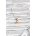 Çelik Kadın Kolye Taşlı 316L Gold Zirkon Deniz Tema