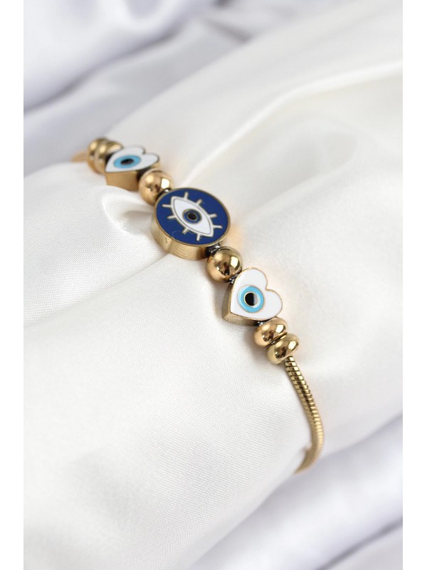 Çelik Kadın Bileklik Göz 316L Charm Gold Renk&hellip;