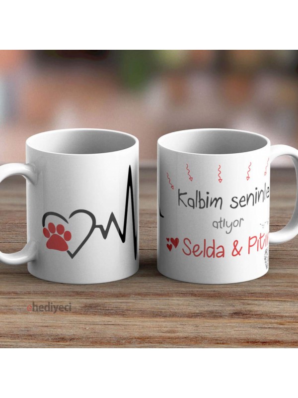Kişiye Özel İsimli Kedi Temalı Beyaz Kupa-05&hellip;