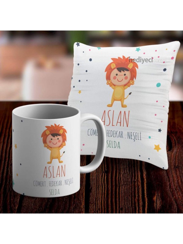 Kişiye Özel Kupa Aslan Burcu Temalı Ve Yastık Kılıfı&hellip;