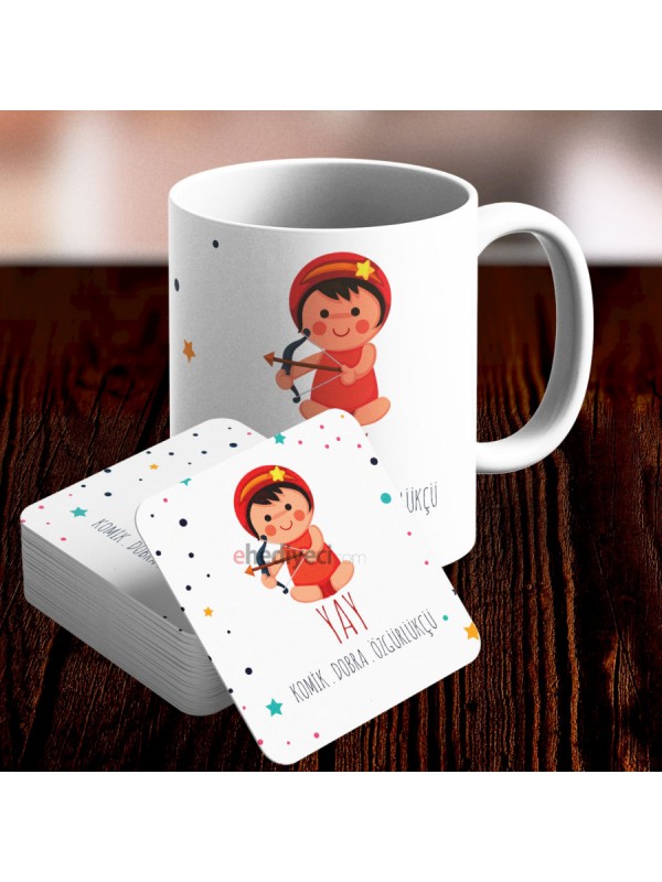 Özel Kupa Seti Yay Burcu Sevimli Ve Altlık… Özel Kupa Seti Yay Burcu Sevimli Ve Altlık…