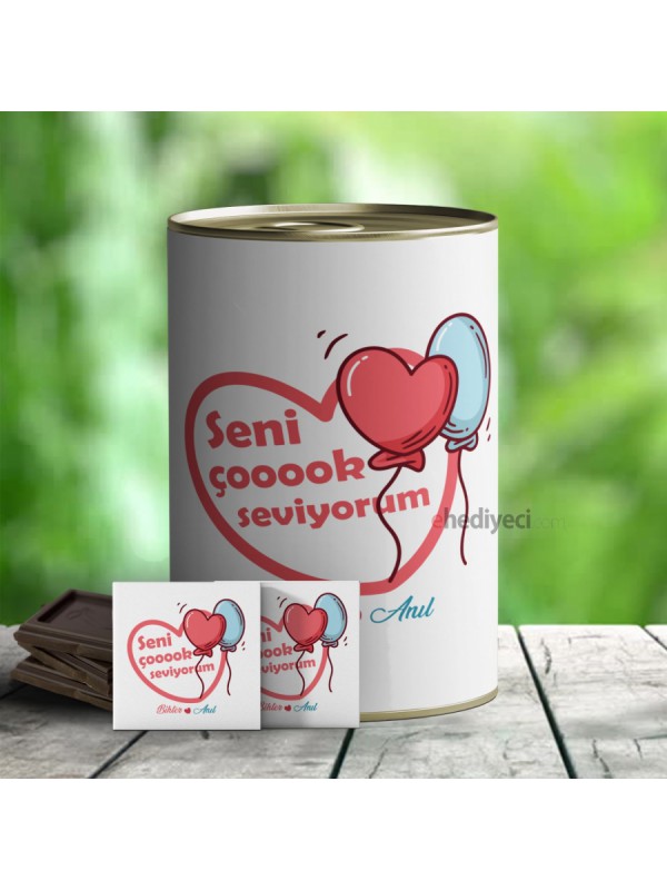 Kişiye Özel Hediye Aşk Tasarımlı Çikolata Dolu Konserve&hellip;