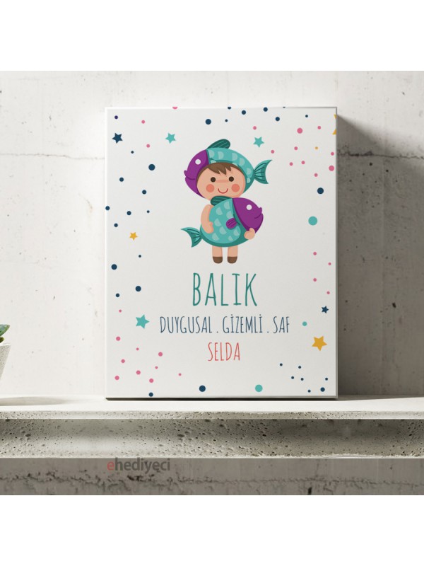 Kişiye Özel Balık Burcu Temalı Kanvas Tablo -3&hellip;