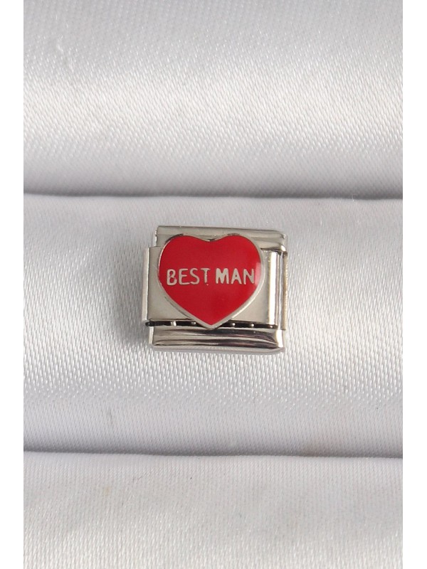 Çelik Gümüş Kalp 316L Renk Best Man Yazılı Kırmızı&hellip;