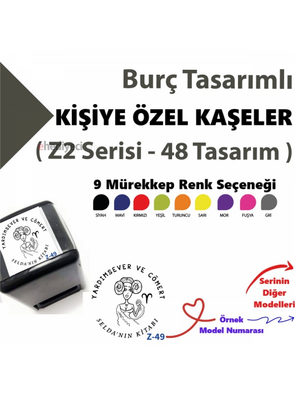 Kişiye Özel İsimli Kaşe Kitapseverlere Burçlu Damga Z2&hellip;