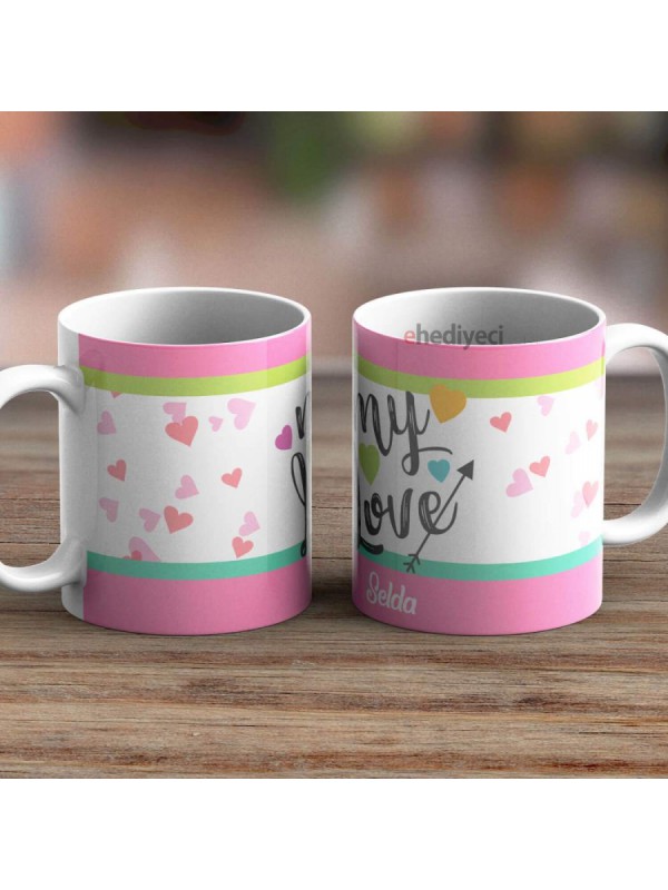 Kişiye Özel Kupa İsimli My Love Temalı Bardak&hellip;