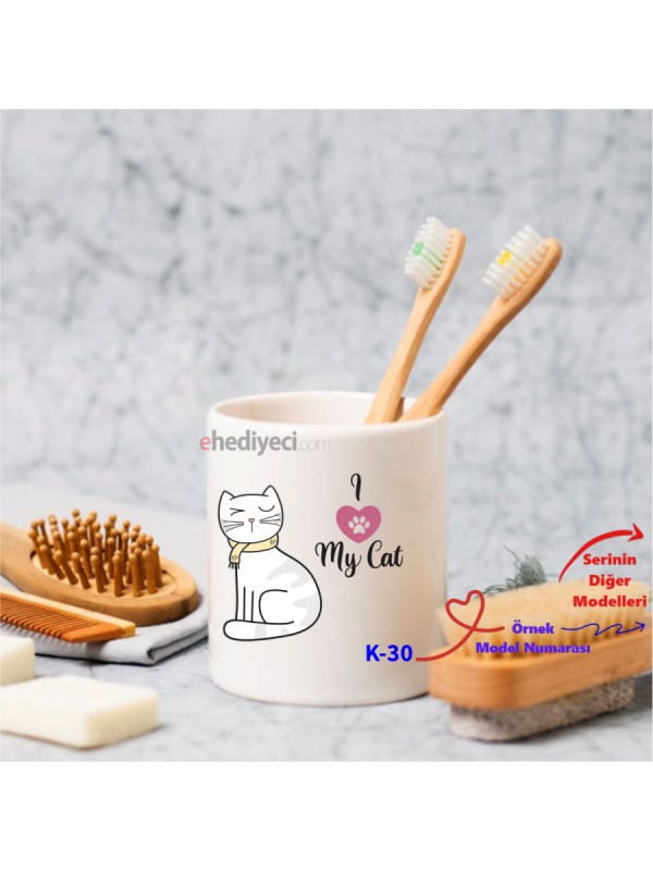 Arkadaşa Hediyelik Kedi Tasarımlı Kalemlik Dekor Diş&hellip;