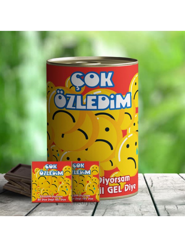 Hediye Çok Özledim Temalı Çikolata Konservesi… Hediye Çok Özledim Temalı Çikolata Konservesi…