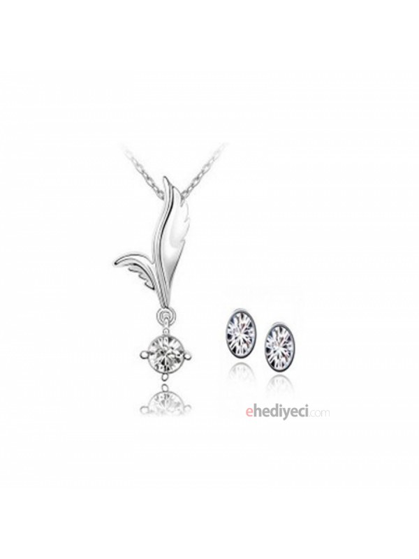 Set Bayan Liya Kristalli My Love Beyaz Taşlı Takı&hellip;