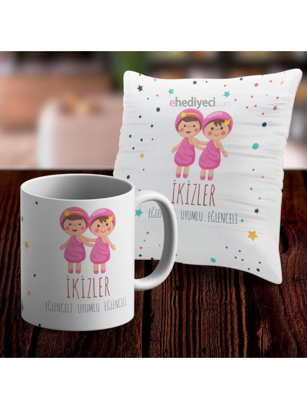 Kupa Seti İkizler Tasarımlı Sevimli Ve Yastık Kılıfı&hellip;