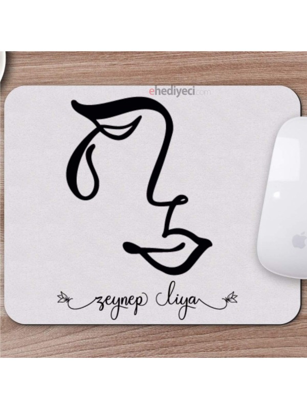 Kişiye Özel Karakalem Soyut Yüz Tasarımlı Mousepad -4&hellip;