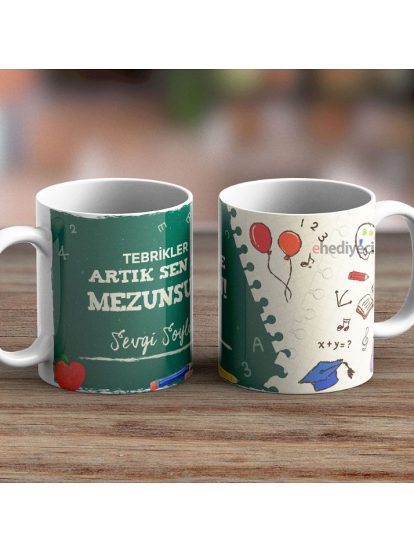 Kişiye Özel Kupa Mezunsun Temalı Beyaz -12&hellip;