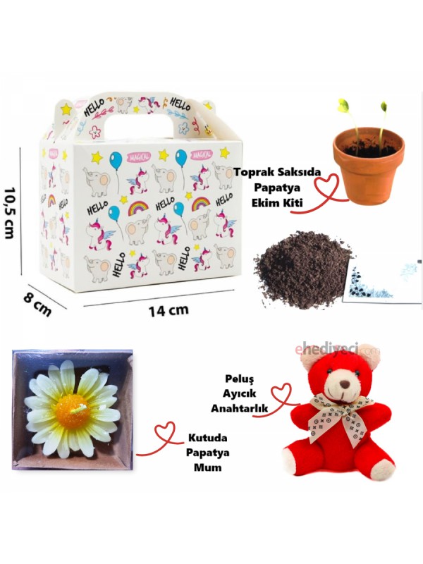 Özel Mum Hediye Unicorn Kutuda Ayıcık Papatya Ve Çiçek&hellip;