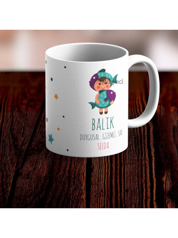 Kişiye Özel Kupa Balık Burcu Temalı Bardak -3&hellip;