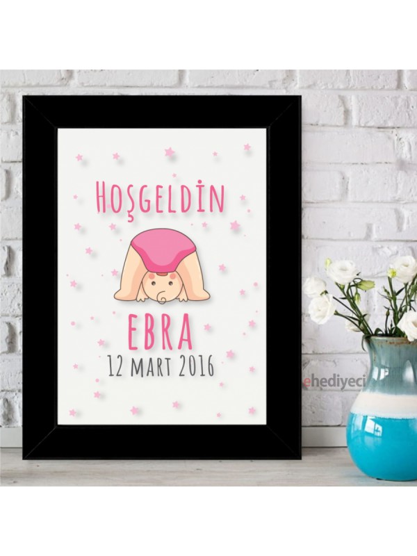 Kişiye Özel Hoşgeldin Bebek Çerçeveli Pano-Pembe… Kişiye Özel Hoşgeldin Bebek Çerçeveli Pano-Pembe…