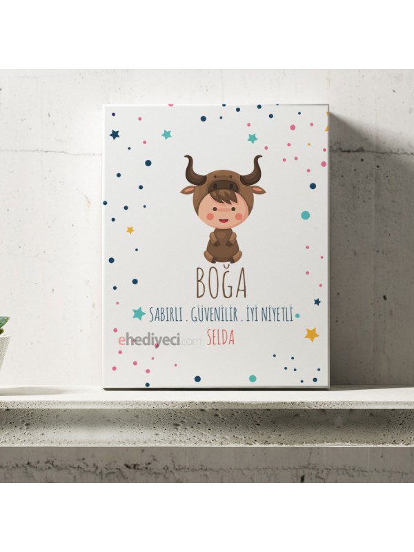 Kişiye Özel Boğa Burcu Temalı Kanvas Tablo -6&hellip;