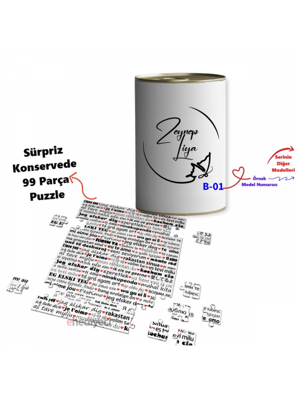 Kişiye Özel İsim Yazılı 99 Parça Puzzle Konservesi B… Kişiye Özel İsim Yazılı 99 Parça Puzzle Konservesi B…