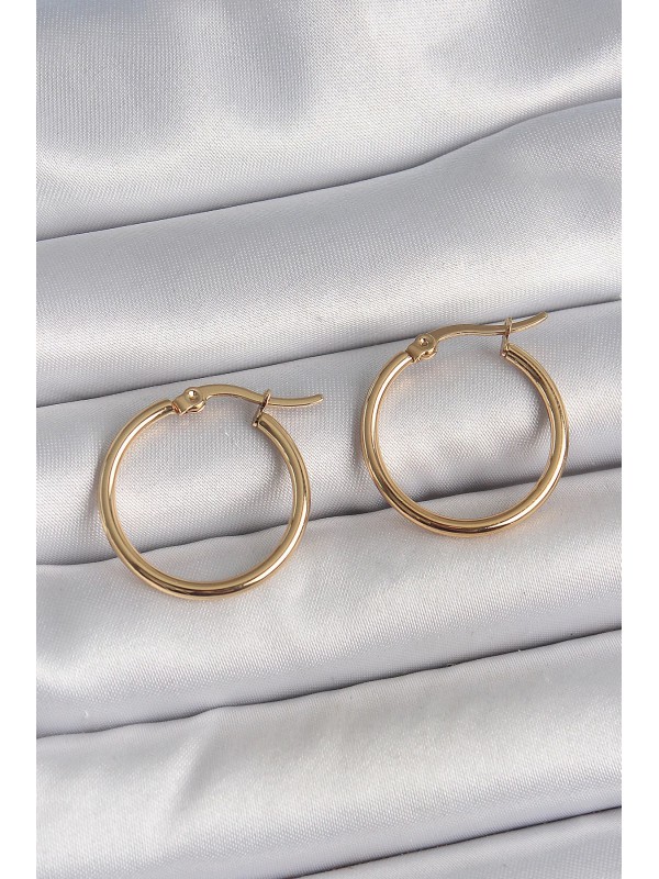 Çelik Kadın Küpe 316L Gold Renk 22mm Halka&hellip;
