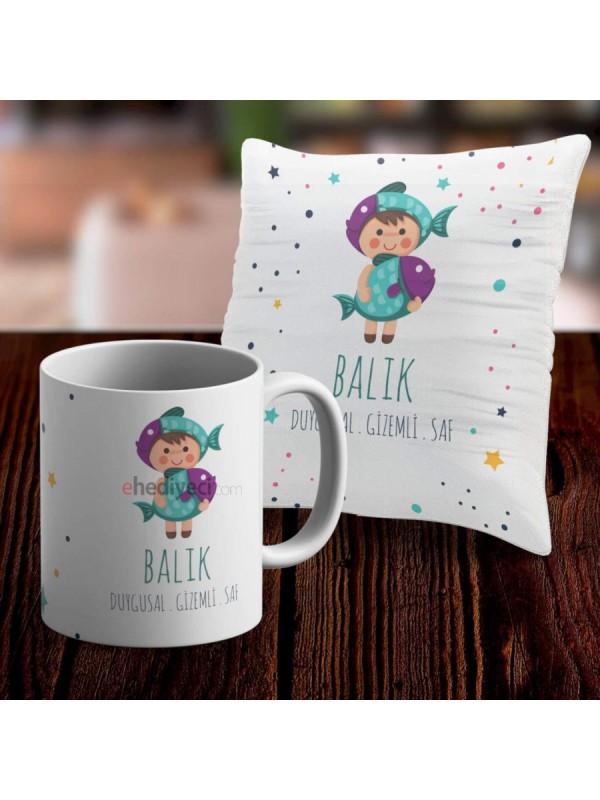 Kupa Seti Balık Tasarımlı Sevimli Ve Yastık Kılıfı&hellip;