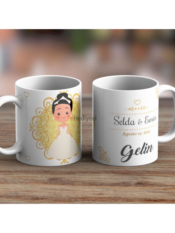 Kişiye Özel Kupa İsimli Gelin Ve Damat Temalı İkili… Kişiye Özel Kupa İsimli Gelin Ve Damat Temalı İkili…