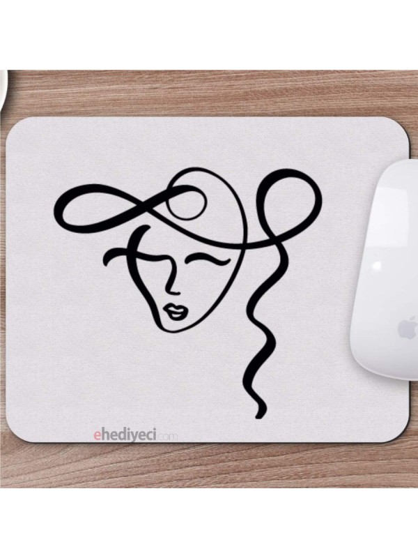 Karakalem Çizimi Soyut Yüz Tasarımlı Mousepad -7&hellip;