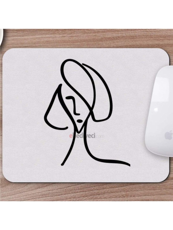 Karakalem Çizimi Soyut Yüz Tasarımlı Mousepad -1&hellip;